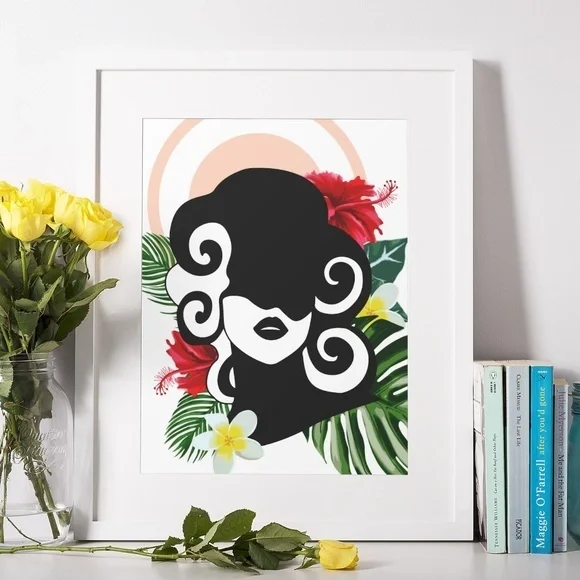 Modern Wall Art Print Tropical Woman Unframed - Picture 3 of 16